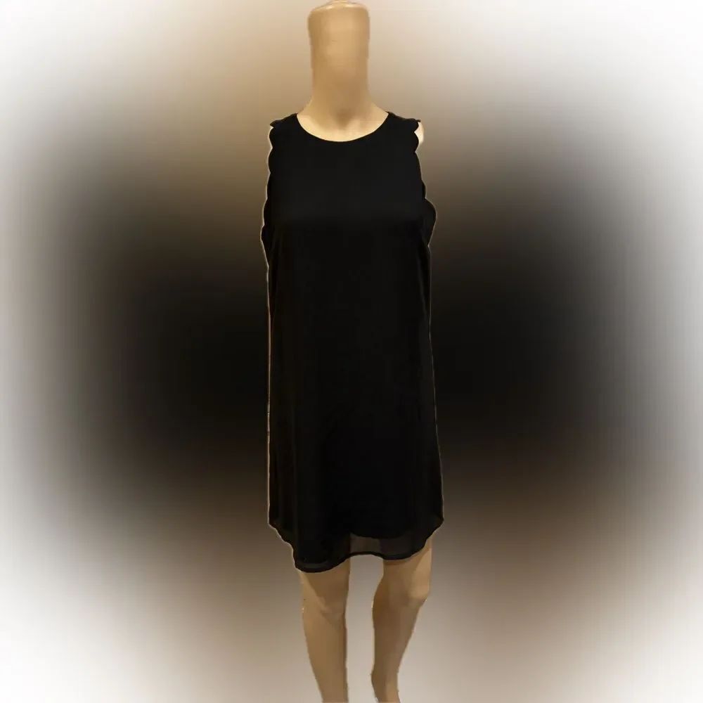 Naked Zebra Scalloped short sleeves  mini  Dress BLK SZ S